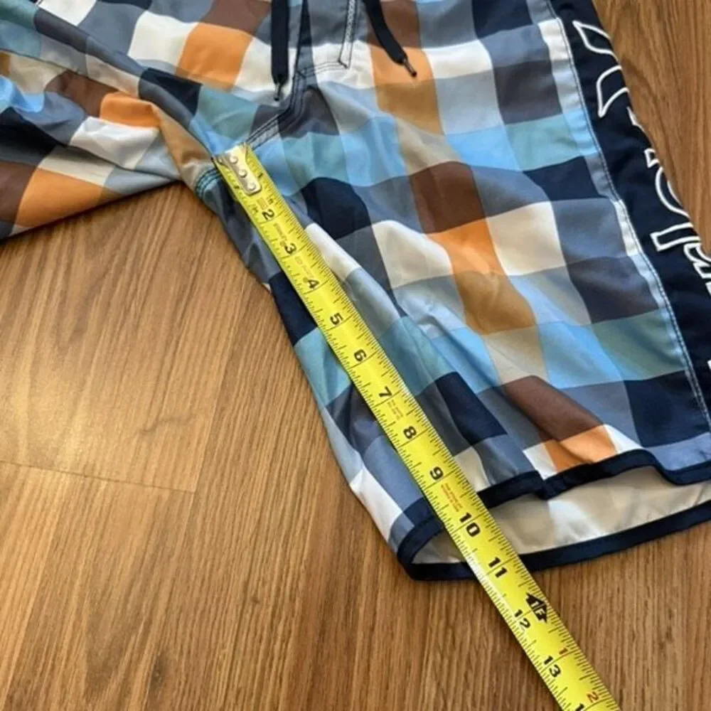 Hurley Youth Plaid Skull Print Lace Up Swim Board Shorts Multicolor Size 12